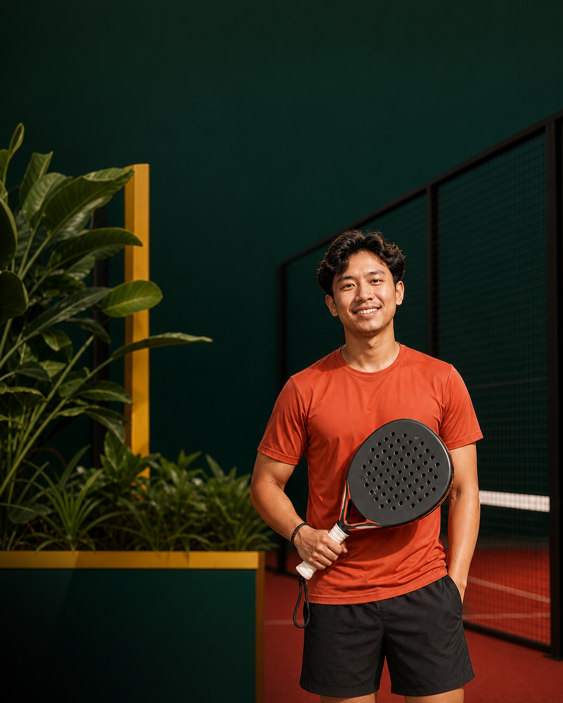 Pemain padel berdiri di lapangan dalam Padel Player Finder