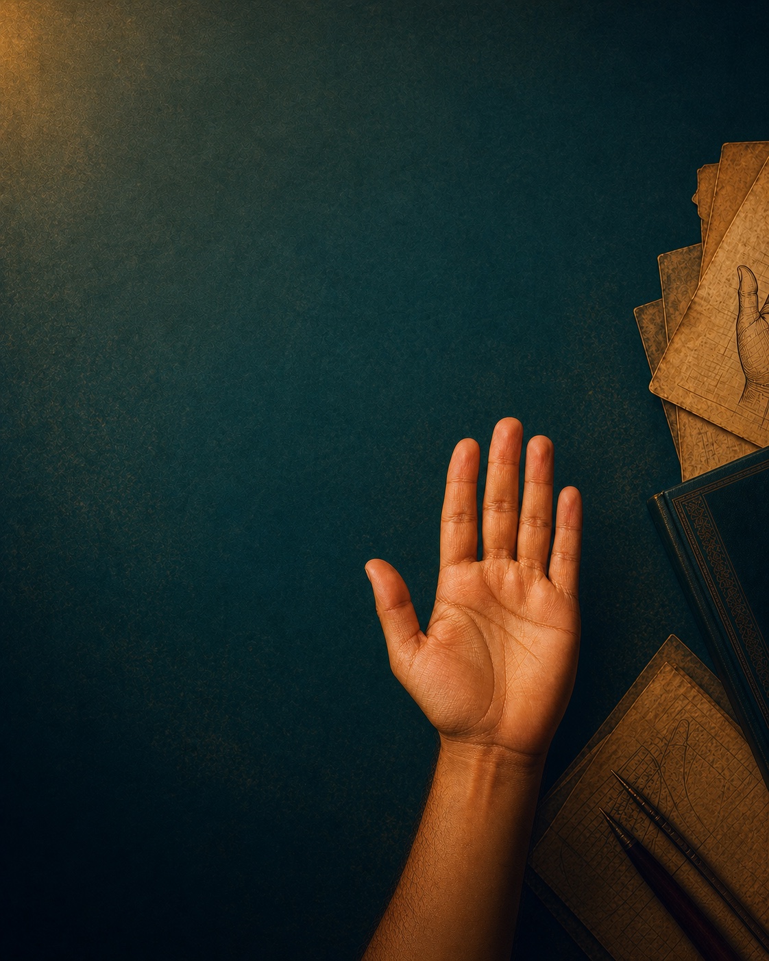 Telapak tangan terangkat dalam pengalaman Palm Reading