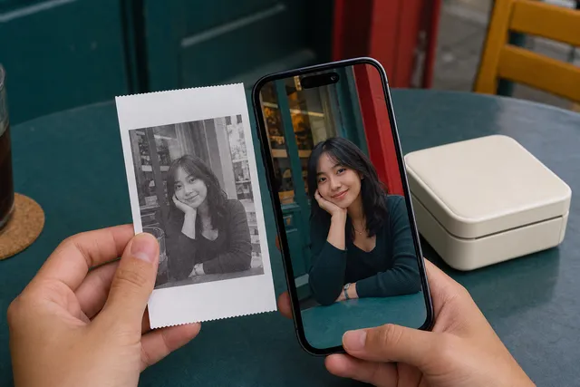 Physical receipt beside its digital photo result